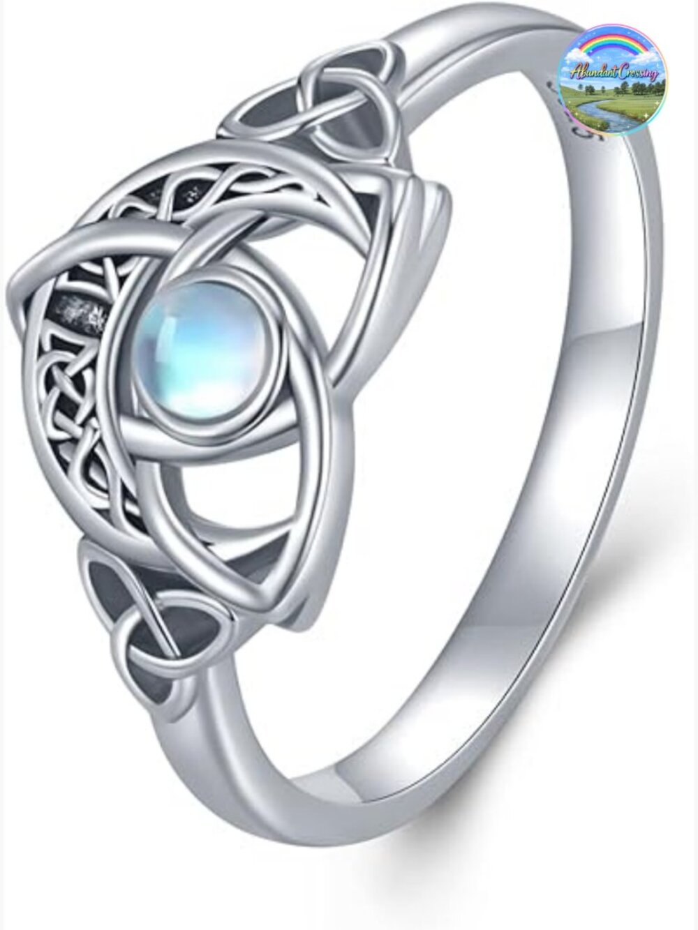 925 Sterling Silver Moonstone Celtic Knot Ring